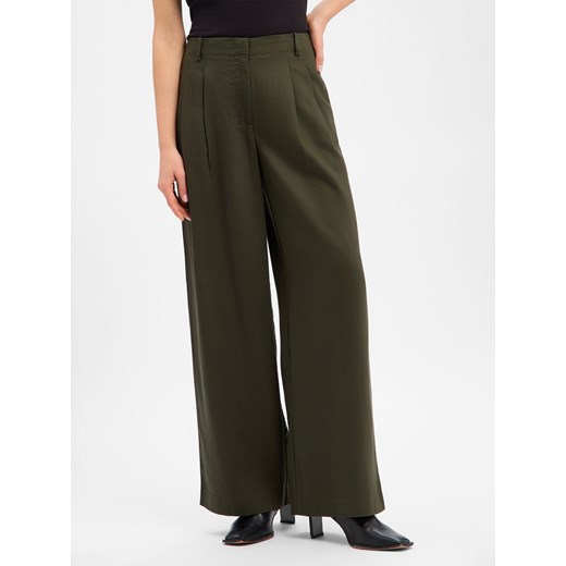 Msch Copenhagen Damskie spodnie materiałowe - MSCHEsterika Kobiety Lyocell khaki jednolity ze sklepu vangraaf w kategorii Spodnie damskie - zdjęcie 187680253