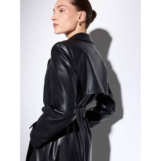 Mohito - Płaszcz z imitacji skóry - czarny ze sklepu Mohito w kategorii Płaszcze damskie - zdjęcie 187680430