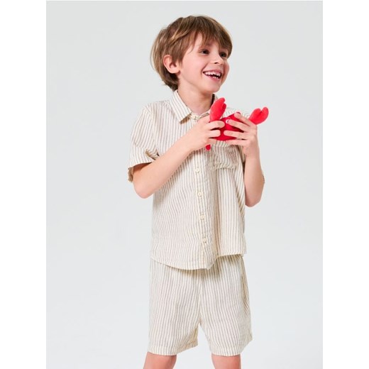 Sinsay - Bawełniany komplet tkaninowy w paski - kremowy ze sklepu Sinsay w kategorii Komplety chłopięce - zdjęcie 187680871