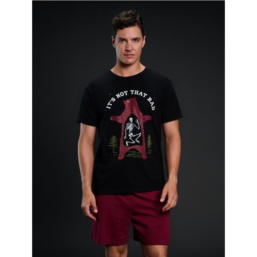 Sinsay - Bawełniana piżama z nadrukiem i kieszeniami - wielobarwny ze sklepu Sinsay w kategorii Piżamy męskie - zdjęcie 187680890