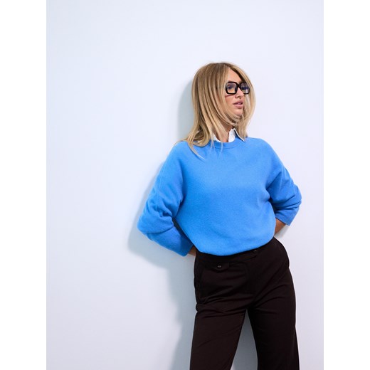 Mohito - Wełniany niebieski sweter - błękitny ze sklepu Mohito w kategorii Swetry damskie - zdjęcie 187681552