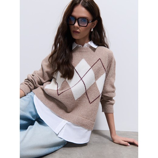 Mohito - Sweter z domieszką wełny - beżowy ze sklepu Mohito w kategorii Swetry damskie - zdjęcie 187681561