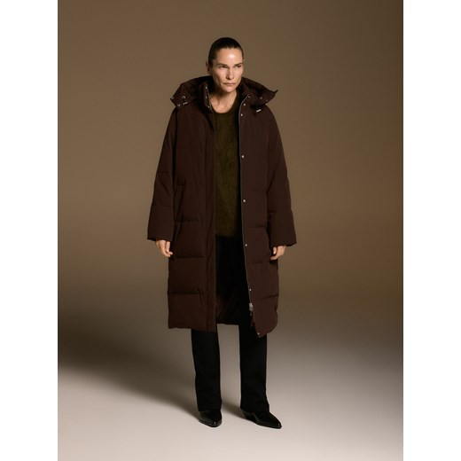 Reserved - Puchowa kurtka z z dodatkiem Sorony - ciemnobrązowy ze sklepu Reserved w kategorii Płaszcze damskie - zdjęcie 187681600