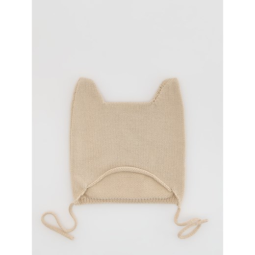 Reserved - Wełniana czapka z uszami - beżowy ze sklepu Reserved w kategorii Czapki dziecięce - zdjęcie 187681654