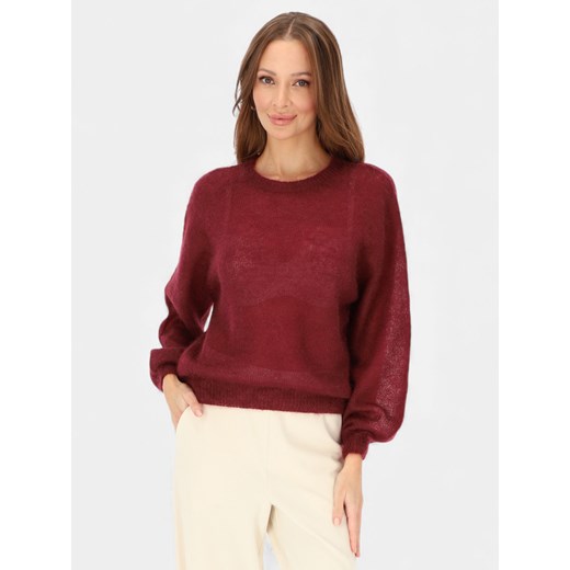 Bordowy lekki sweter damski moherowy L’AF Kora ze sklepu Eye For Fashion w kategorii Swetry damskie - zdjęcie 187683643