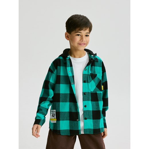 Reserved - Koszula oversize w kratę - zielony Reserved 116 (5-6 lat) Reserved