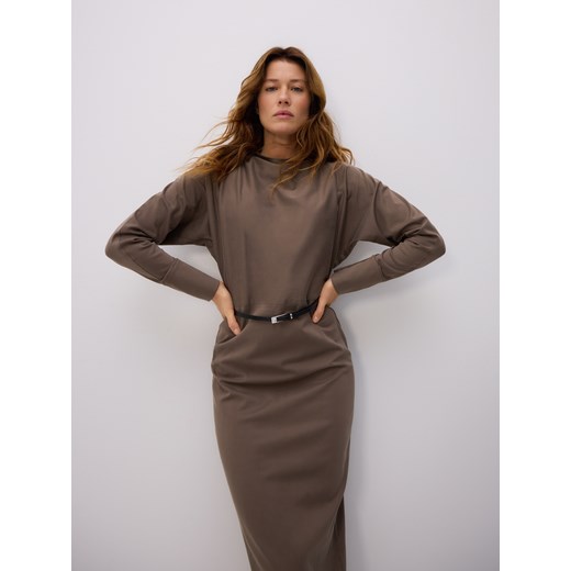 Reserved - Sukienka z paskiem - beżowy ze sklepu Reserved w kategorii Sukienki - zdjęcie 187683724