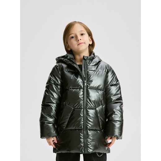 Reserved - Pikowana kurtka z połyskiem - ciemnoszary ze sklepu Reserved w kategorii Kurtki dziewczęce - zdjęcie 187684173