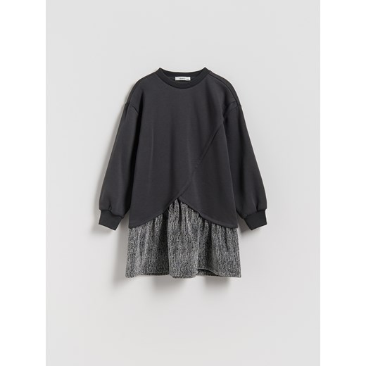 Reserved - Sukienka z łączonych materiałów - ciemnoszary ze sklepu Reserved w kategorii Sukienki dziewczęce - zdjęcie 187684210