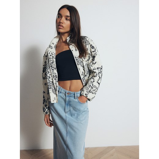 Reserved - Kurtka ze wzorem typu paisley - kremowy Reserved S Reserved wyprzedaż