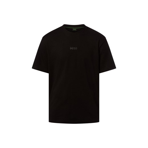 BOSS Green Koszulka męska - Tee Mężczyźni Bawełna czarny jednolity ze sklepu vangraaf w kategorii T-shirty męskie - zdjęcie 187686383