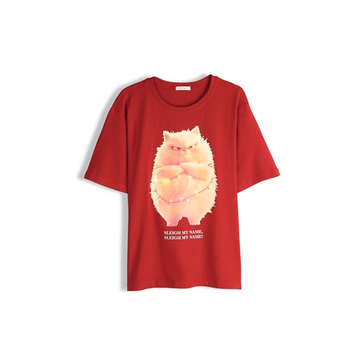 GATE Bawełniana koszulka ze świątecznym nadrukiem 36 ze sklepu gateshop w kategorii Bluzki damskie - zdjęcie 187686504