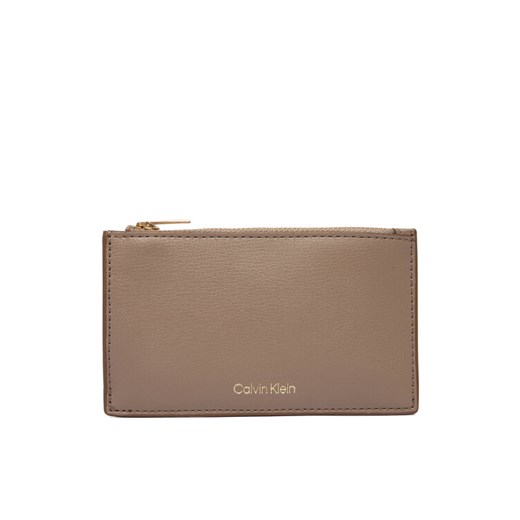 Portfel Calvin Klein Foil Logo Top Zip Cardcase LV04F1090G Beżowy ze sklepu eobuwie.pl w kategorii Portfele damskie - zdjęcie 187687254