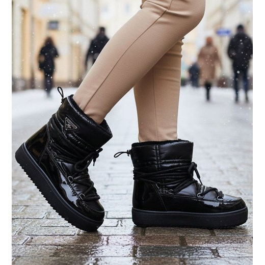 Ocieplane śniegowce damskie Czarne /A1-2 18569 W343/ ze sklepu Pantofelek24.pl w kategorii Śniegowce damskie - zdjęcie 187687950