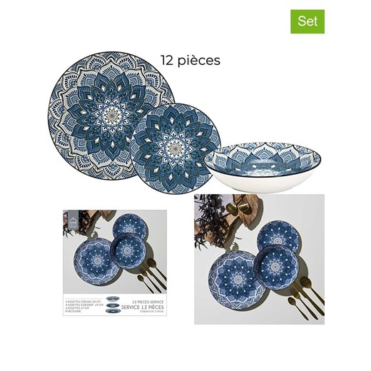Ethnical Life 12-częściowy zestaw &quot;Mandala&quot; w kolorze niebieskim ze sklepu Limango Polska w kategorii Naczynia - zdjęcie 187688374