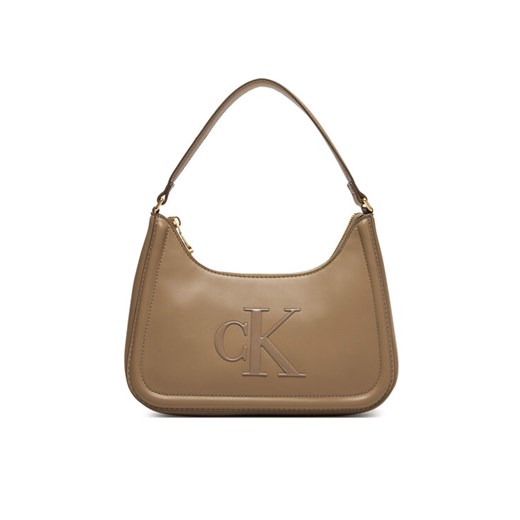 Torebka Calvin Klein Bold Ck Small Shoulder Bag LV04F3230G Beżowy ze sklepu eobuwie.pl w kategorii Torebki hobo - zdjęcie 187689543