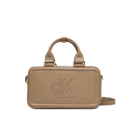 Torebka Calvin Klein Bold Ck Elongated Mini Tote LV04F3411G Beżowy ze sklepu eobuwie.pl w kategorii Listonoszki - zdjęcie 187689552