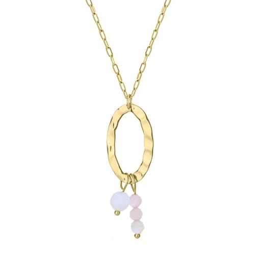 Różowy opal i kamień księżycowy młotkowany złoty naszyjnik z kamieniami ze sklepu manoki.pl w kategorii Naszyjniki - zdjęcie 187690261