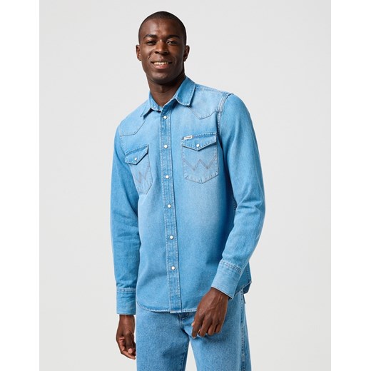 MESKA KOSZULA JEANSOWA WRANGLER WESTERN SHIRT MID LIGHT WASH 112362744 ze sklepu YouNeedit.pl w kategorii Koszule męskie - zdjęcie 187691203