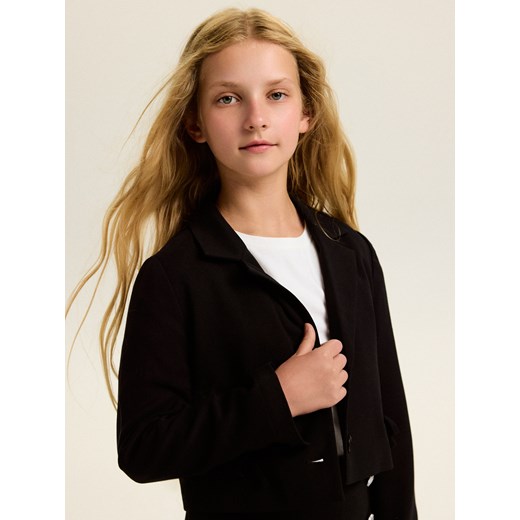 Reserved - Krótka marynarka z wiskozą - czarny ze sklepu Reserved w kategorii Marynarki dziewczęce - zdjęcie 187691572