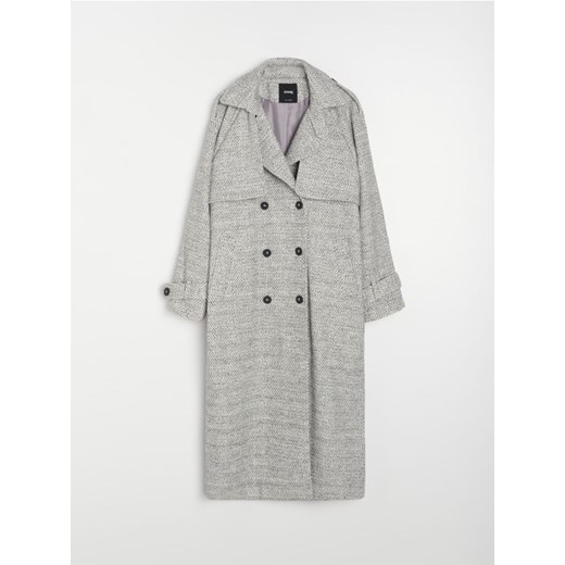 Sinsay - Długi płaszcz - szary ze sklepu Sinsay w kategorii Płaszcze damskie - zdjęcie 187691921