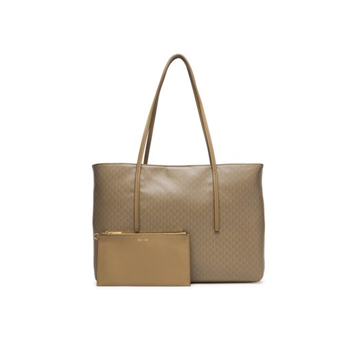 Calvin Klein Torebka Emblem Aop Tote W/ Pouch LV04F3266G Beżowy ze sklepu MODIVO w kategorii Torby Shopper bag - zdjęcie 187692404