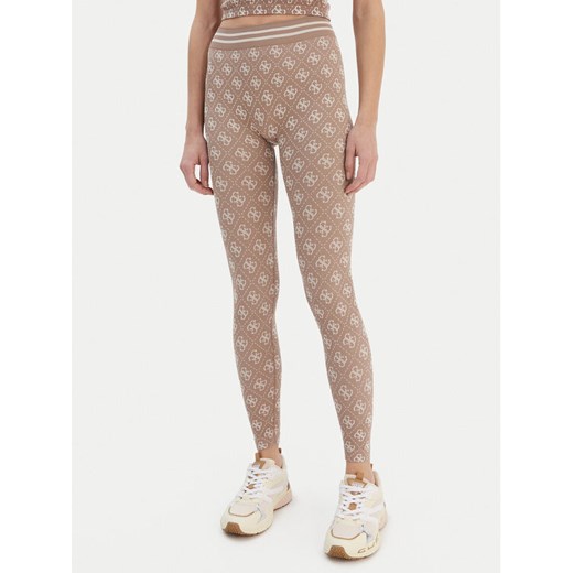 Guess Legginsy V5BB13 K2000 Brązowy Slim Fit ze sklepu MODIVO w kategorii Spodnie damskie - zdjęcie 187694682