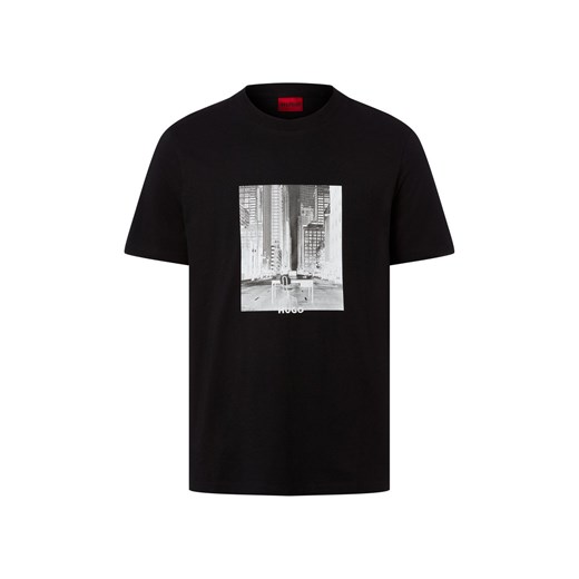 HUGO Koszulka męska - Deyss Mężczyźni Bawełna czarny jednolity ze sklepu vangraaf w kategorii T-shirty męskie - zdjęcie 187695143