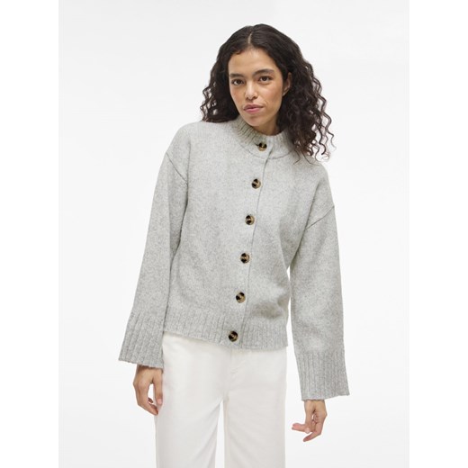 Vila Kardigan damski - VIBibbi Kobiety Sztuczne włókno jasny szary marmurkowy ze sklepu vangraaf w kategorii Swetry damskie - zdjęcie 187695194