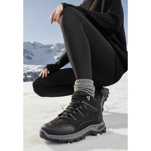 Czarne Sznurowane Buty Trekkingowe Traperki Vices na Grubej Podeszwie Afertie ze sklepu born2be.pl w kategorii Workery damskie - zdjęcie 187695590