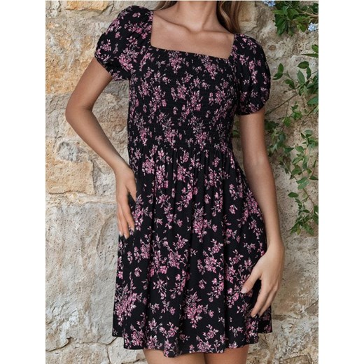 Sinsay - Wiskozowa sukienka mini w kwiatowy wzór - wielobarwny ze sklepu Sinsay w kategorii Sukienki - zdjęcie 187696162