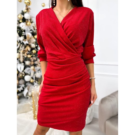 Czerwona Połyskująca Sukienka ze sklepu ModnaKiecka.pl w kategorii Sukienki - zdjęcie 187696412