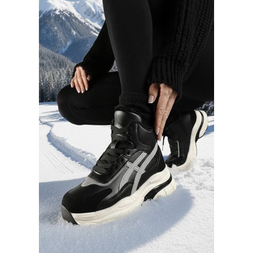 Czarne Sneakersy za Kostkę na Platformie Eloriane ze sklepu born2be.pl w kategorii Buty sportowe damskie - zdjęcie 187696542