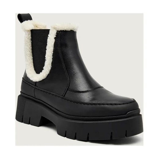 HUGO Skórzane sztyblety Kris_ChBootie_FRLT | shearling ze sklepu Gomez Fashion Store w kategorii Botki - zdjęcie 187696804