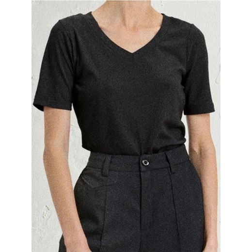 Sinsay - Koszulka z dekoltem V - czarny ze sklepu Sinsay w kategorii Bluzki damskie - zdjęcie 187700632