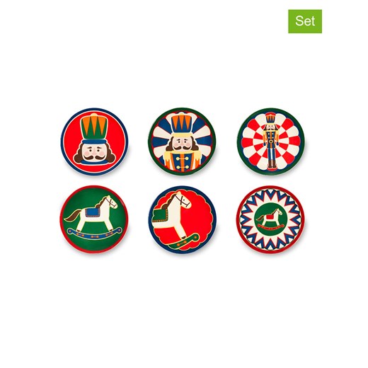 Trendy Kitchen by EXCÉLSA Talerzyki deserowe (6 szt.) w kolorze czerwono-zielonym - Ø 15 cm ze sklepu Limango Polska w kategorii Naczynia - zdjęcie 187700713