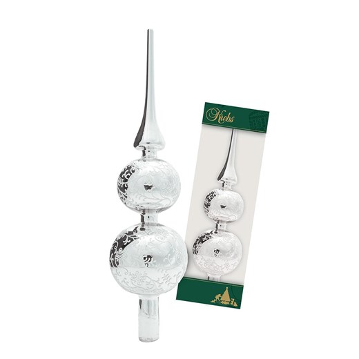 Krebs Glas Lauscha Szpic w kolorze srebrnym na choinkę - wys. 33 cm ze sklepu Limango Polska w kategorii Dekoracje bożonarodzeniowe - zdjęcie 187700933