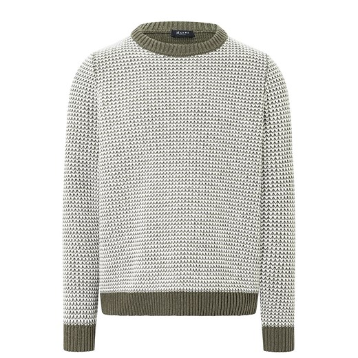 Maerz Muenchen Wełniany sweter w kolorze ciemnozielono-białym ze sklepu Limango Polska w kategorii Swetry męskie - zdjęcie 187701821