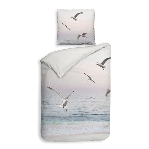 Heckett Lane Komplet pościeli satynowej &quot;Esma&quot; w kolorze biało-błękitnym ze sklepu Limango Polska w kategorii Pościele - zdjęcie 187703333