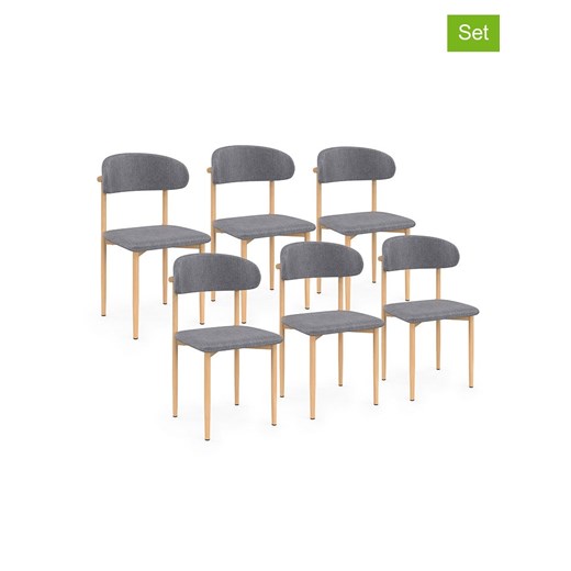 IDOMYA Factory Krzesła (6 szt.) &quot;Callisto&quot; w kolorze szarym do jadalni - 48 x 80 x 47 cm ze sklepu Limango Polska w kategorii Meble - zdjęcie 187704233