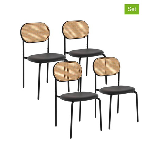 IDOMYA Factory Krzesła (4 szt.) &quot;Clarisse&quot; w kolorze czarno-jasnobrązowym - 49 x 80 x 46 cm ze sklepu Limango Polska w kategorii Meble - zdjęcie 187704241