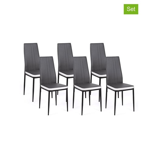 IDOMYA Factory Krzesła (6 szt.) &quot;Jodie&quot; w kolorze szaro-białym - 39 x 96 x 41,5 cm ze sklepu Limango Polska w kategorii Meble - zdjęcie 187704433