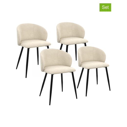 IDOMYA Factory Krzesła (4 szt.) w kolorze kremowo-czarnym do jadalni - 53 x 71 x 51 cm ze sklepu Limango Polska w kategorii Meble - zdjęcie 187704450