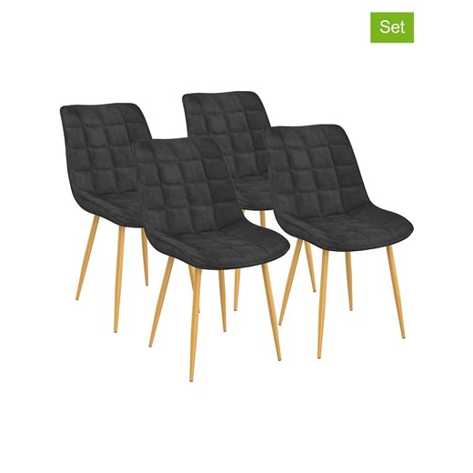 IDOMYA Factory Krzesła (4 szt.) w kolorze antracytowo-jasnobrązowym - 62,5 x 82 x 46 cm ze sklepu Limango Polska w kategorii Meble - zdjęcie 187704510