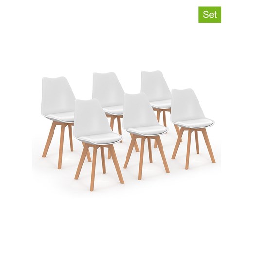 IDOMYA Factory Krzesła (6 szt.) &quot;Nordia&quot; w kolorze białym do jadalni - 46 x 79,5 x 51 cm ze sklepu Limango Polska w kategorii Meble - zdjęcie 187704594
