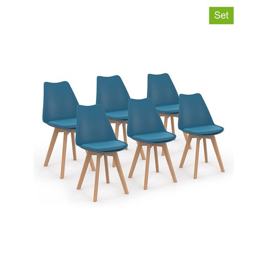 IDOMYA Factory Krzesła (6 szt.) &quot;Nordia&quot; w kolorze niebieskim do jadalni - 46 x 79,5 x 51 cm ze sklepu Limango Polska w kategorii Meble - zdjęcie 187704612