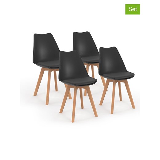 IDOMYA Factory Krzesła (4 szt.) w kolorze antracytowo-jasnobrązowym - 51 x 79,5 x 46 cm ze sklepu Limango Polska w kategorii Meble - zdjęcie 187704661