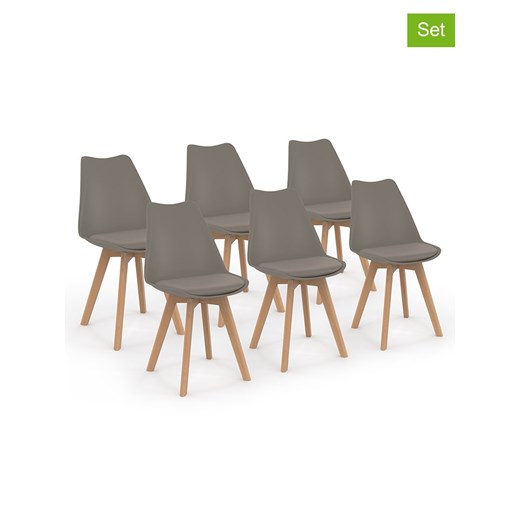 IDOMYA Factory Krzesła (6 szt.) w kolorze szarobrązowym do jadalni - 46 x 79,5 x 51 cm ze sklepu Limango Polska w kategorii Meble - zdjęcie 187704683