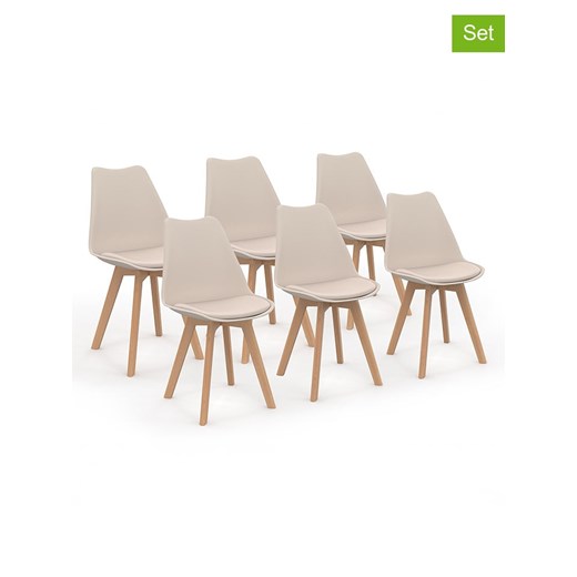 IDOMYA Factory Krzesła (6 szt.) &quot;Nordia&quot; w kolorze beżowym do jadalni - 46 x 79,5 x 51 cm ze sklepu Limango Polska w kategorii Meble - zdjęcie 187704700