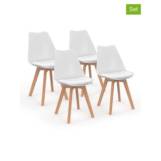 IDOMYA Factory Krzesła (4 szt.) &quot;Nordia&quot; w kolorze biało-jasnobrązowym - 51 x 79,5 x 46 cm ze sklepu Limango Polska w kategorii Meble - zdjęcie 187704712